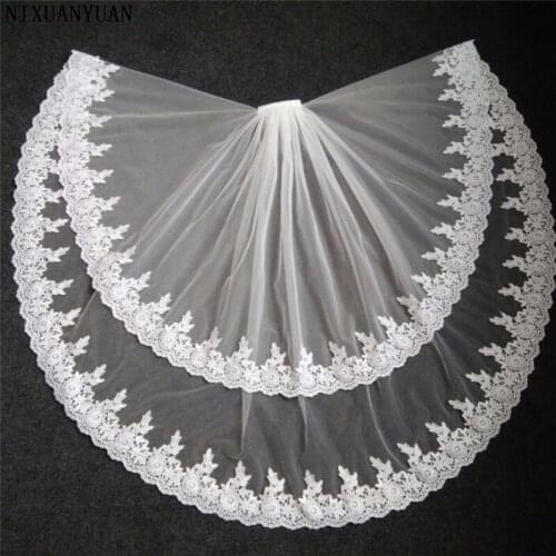 2021 Elegant Bridal Veils Lace Edge Two Layer Wedding Veil Tulle Ivory White 2018 veu de noiva Bridal Accessories With Comb
