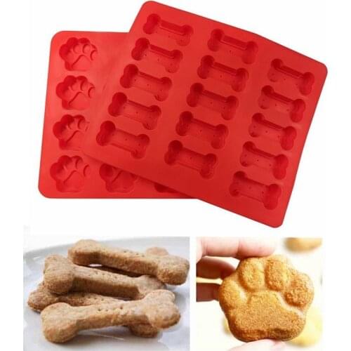 Food Grade Large Ice Cube Trays Puppy Paw Bone Rocket Cake Pan Silicone Treats Biscuit Baking Mold Cookie Cutter red big size