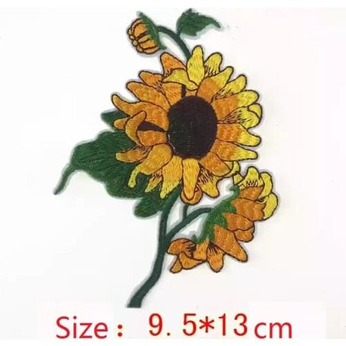 2PCS Sunflower Patch for Clothes Bags Craft Sew Iron On Embroidery Flower Patches DIY Garment Accessory Decoration Appliques new