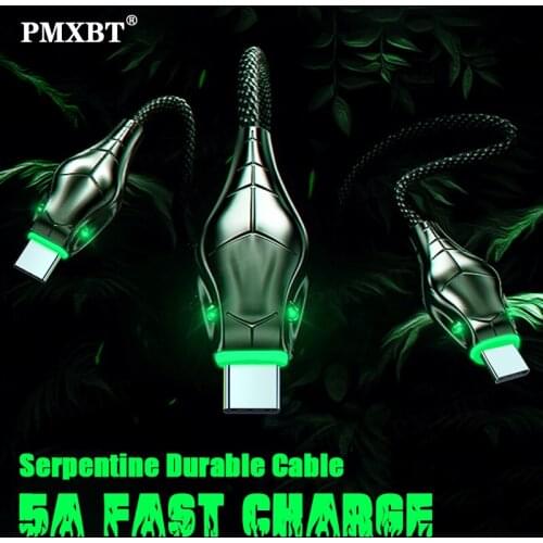 USB Type C Fast Charging Cable 5A Snake Data Cable For Samsung A51 Xiaomi iphone 12 Pro Max Phone Charger Type-C Wire USB-C Cord