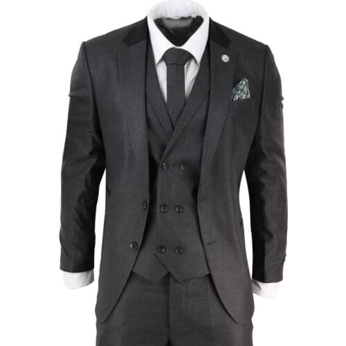 Grey Mens Suit 3 Pieces Jacket Vest Pants Two Button Peaky Blinders Formal Groom Wear Best Man Suit Wedding Tuxedos