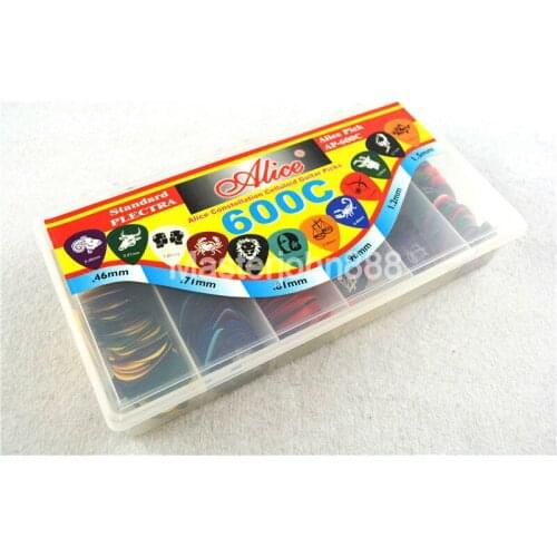 Lots of 600pcs Alice Twelve Constellations Celluloid Electric/Acoustic Guitar Picks 6 Thickness Assorted Plastic Box