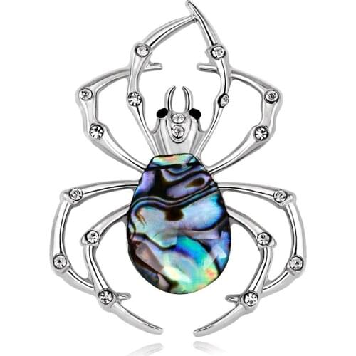 Fashion high-end elegant natural shell spider brooch ladies wild insect corsage banquet wedding brooch gift