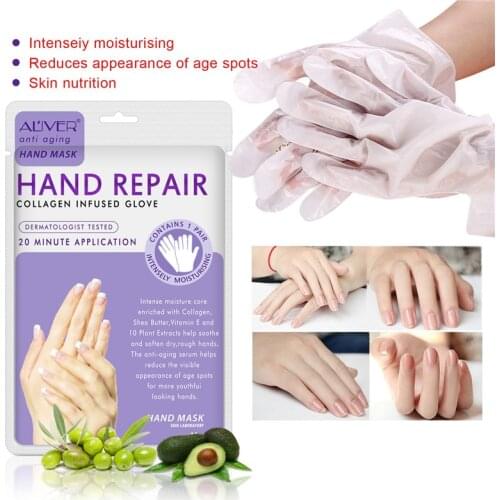 Skin Care Sets ALIVER Soft Hand Mask Moisturizing Silk Skiing Improves Dry Exfoliating Hand Care whitening moisturizing