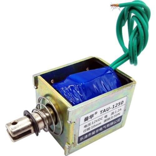 Open frame linear Solenoid electric magnet 24V TAU-1250 5kg/50N Pull Type stroke 0-12mm 12V Solenoid electromagnet