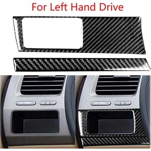 2Pcs Carbon Fiber Headlight Switch Panel Cover For Honda Civic 8th Gen 2006-11 Left Hand Drive
