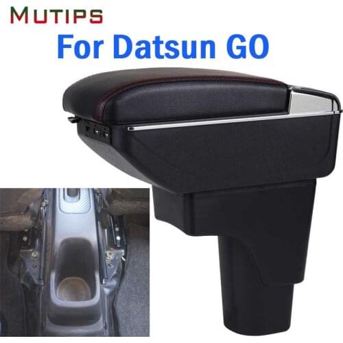 Mutips armrest box for Datsun Go leather arm rest Dual layer storage box accessories decoration interior parts automobile 2018