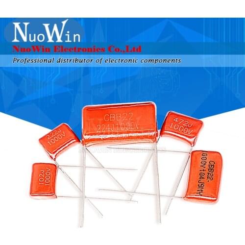 10pcs 1000V 224 104 102 222 472 1KV CBB capacitor 2.2NF 4.7NF 0.1UF 100NF 0.22UF 220NF 0.001UF 1NF 1000PF 102J 472J 104J 224J