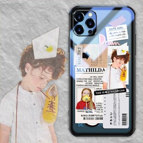 ASINA Transparent Tempered Glass Case for iPhone 11 12 Pro Max 12 Mini XS XR X Fashion Cartoon Cover For iPhone 7 8 Plus SE 2020