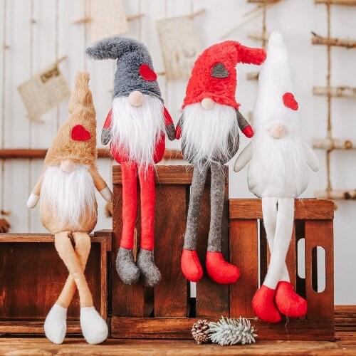 Woolen Faceless Christmas Long Beard Doll Ornaments Cute Cartoon Long-legged Old Man Doll Christmas Decoration