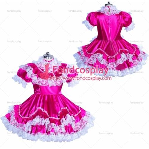 French lockable lolita dress Sissy maid Satin cosplay costume Tailor-made[G3929]