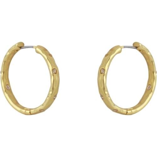 European and American Style Simple High-Grade Pleated Ring Inlaid Shining Small Fashion Small Ear Ring Earrings for Girls
