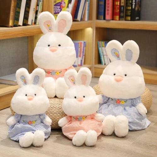 Super Soft Nice 50/65CM New Sale Lovely Plush Standing White Rabbit With Clothes Children Plushie Toys Stuffed Animals Toys
