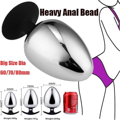 Heavy Anal Bead Big Size Dia Metal Butt Plug Suction Cup Dildo G-Spot Prostate Stimulator Anus Dilator SM Sex Toys For Men Women