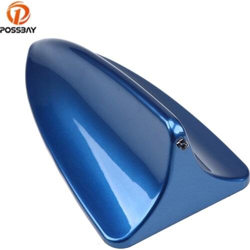 POSSABY Universal ABS Car Antenna Shark Fin Antennas Blue Automobile Roof Aerial Decoration for Mercedes-Benz/Volkswagen Ford