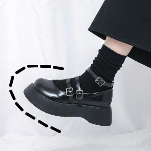 Japanese Student Platform Leather Shoes Women Casual Oxford Loafers Thick Bottom Ladies Wedge Lolita Shoes Mary Jane Women