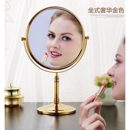 Mirror Bathroom Vanity Mirror Bedroom Desktop Vertical Makeup Mirror Rotating Double-Sided Triple Magnification Bathroom Mirror