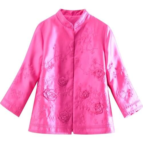 Embro Mill New style autumn Women jacket top Chinese Style Retro embroidery elegant Loose lady coat female S-2XL