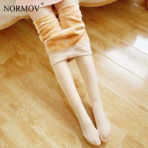 NORMOV Women Winter Plus Velvet Black Tights Women Keep Warm Even Feet Pantyhose Sexy Solid Color Leisure Nylon Stockings