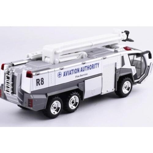 1: 32 Alloy Car Airport Fire Truck Model Engineering Car Sound And Light Toy Boy Birthday New Year Christmas Gift White