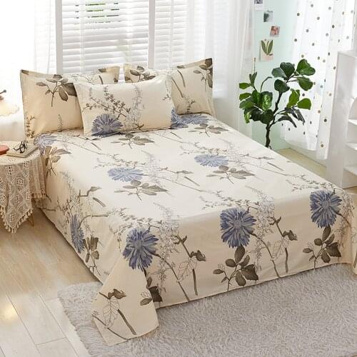 1pcs 100% Cotton Bed Sheet Plant Flowers Printed Double Top King Sheets Pure Cotton Single Size Kids Bed Linen (No Pillowcase)