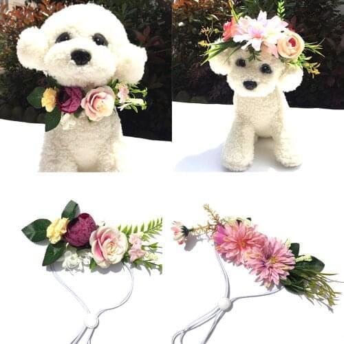 1PCS Pet Headband Creative Lovely Artificial Decorative Flower Headband Pet Headwear Simulation Flower Ring Hoop Headband