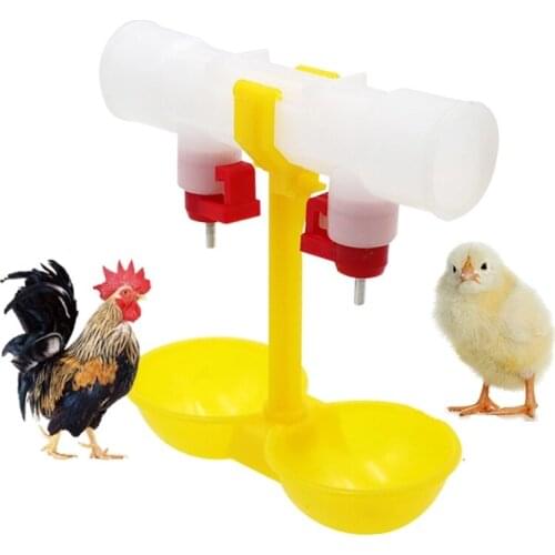 1Pcs Poultry Chicken Double Outlet Drinking Hanging Chicken Bird Quail Cups Nipple Drinker Poultry Waterer Feeding Supplies