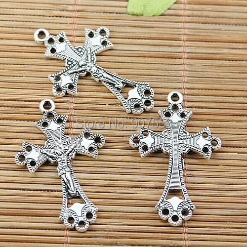 18pcs tibetan silver tone crucifix charms EF1963