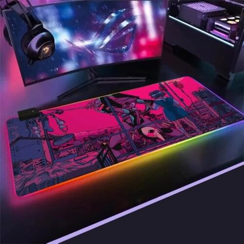 Anime Evangelion RGB Gaming Large Mouse Pad EVA Gamer Led Computer Mousepad with Backlight Carpet for PC Desk Mat Support DIY