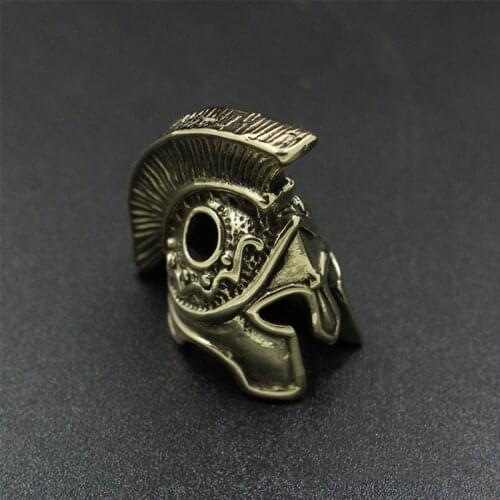 Free Shipping Solid Brass Sparta Helmet Paracord Beads Parachute Cord Knife Lanyard Bead DIY EDC Tools Paracord