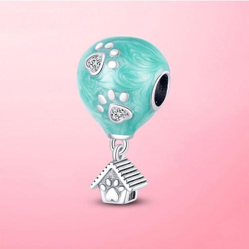 Animal Footprint Charm 925 Sterling Silver Balloon House Dangle Charm Beads Fit Original Pandora Bracelet for Child Girl Gift