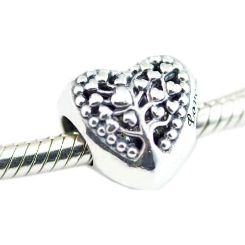 Flourishing Heart Beads for Charms Bracelets Women Sterling Silver 925 Jewelry DIY Family Tree Charm Beads for Jewelry Making