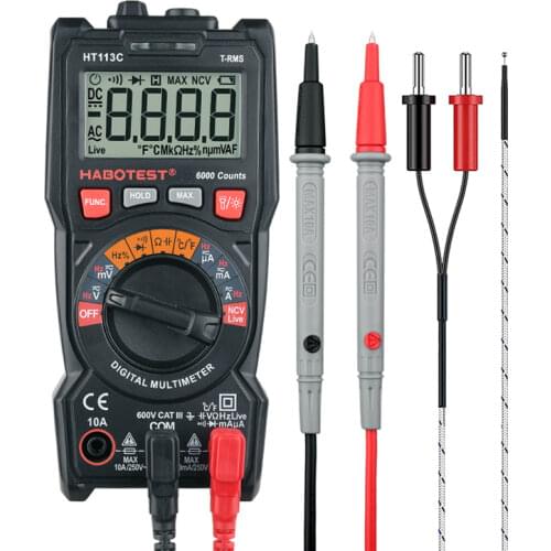 Digital Multimeter Profesional True RMS Automotive Tester HABOTEST Ohm Capacitance Temperature Hz AC DC Transistor Tester HT113