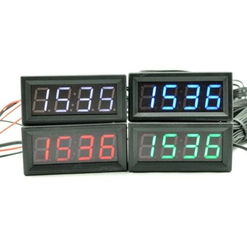 0.56" Digital 5~60v Voltmeter Temperature Clock Meter Inside / Outside Temperature Double Sensors for Automotive Motorcycle