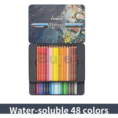 Marco Master Colored Pencils Professional Grade 48Colors Artist Quality Watercolor Pencil Art Supplies for Gouache and Coloring