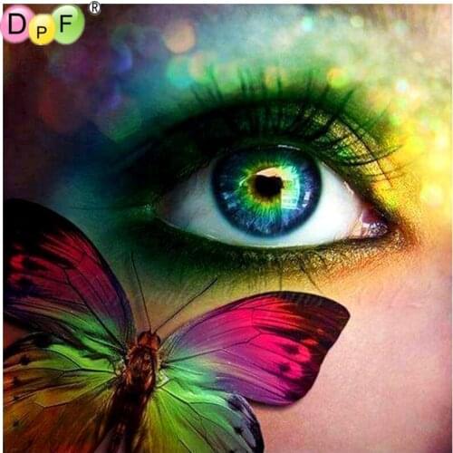DPF Full Square 5DDIY Diamond Painting Cross Stitch butterfly & eye diamond Embroidery Rhinestone diamond Mosaic Painting Gift