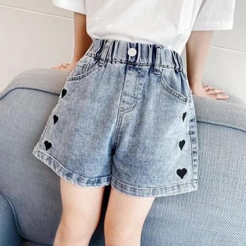 Girls Denim Shorts Childrens Ripped Jeans 2021 Summer New Big Girls Multicolor Loose Pants Outer Wear