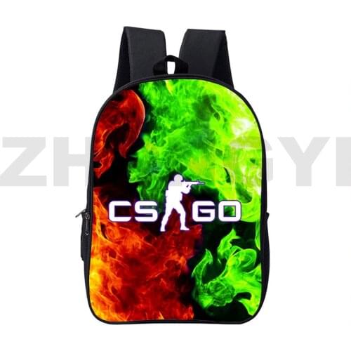 3D Print Anime Canvas Double Zipper CSGO Backpacks Mochila Cartoon 16 Inch School Bags Shooting Game Counter Strike Bag Children