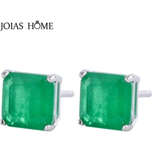 JoiasHome Trendy 925 Silver Woman Earrings Fashion Style Emerald Geogmetric Gemstone Jewelry for Wedding Fine Wholesale