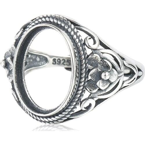 Ring Setting for 10x14mm Oval Cabochons Antique Style Ring Blank Thai Sterling Silver Adjustable Ring Base SR0179