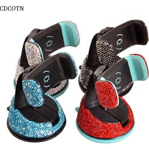 Creative Diamond Car Phone Holder Air outlet Mobile Phone Holder PU Silicone Suction Cup Car Navigation Bracket Central Control