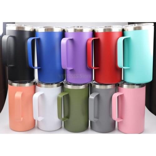 Coffee Mug with Handle, 24oz Insulated Stainless Steel Coffee Travel Mug, Double Wall Vacuum Reusable Coffee Cup with Lid