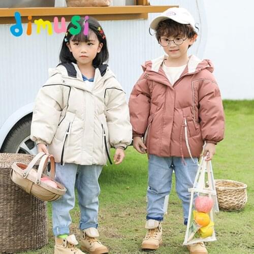 DIMUSI Winter Boys Jackets Children Kids Thick Warm Parkas Hooded Coats Fashion Baby Girls Outwear Windbreaker Jackets Clothing