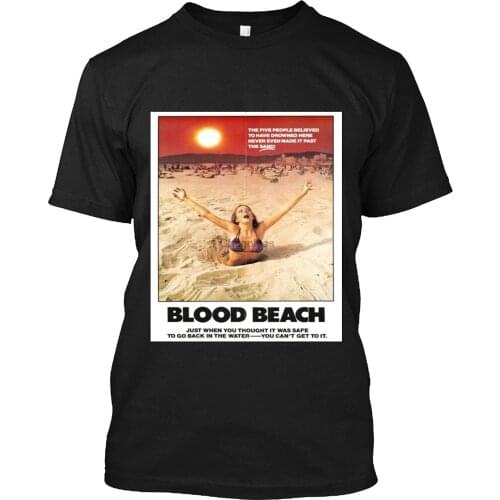 LIQRTUGEHI Blood Beach Movie Poster 1980 Horror T Shirt Gift Tee for Men Women
