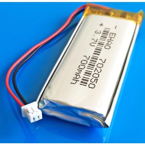 3.7V 700mAh Rechargeable lipo battery JST 1.25 polymer lithium cells 702050 for MP3 MP4 GPS DVD bluetooth recorder e-book camera