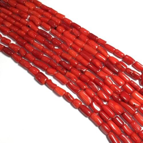 Irregular Cylindrical Bead Red Corals Stone Coral Beads for Jewelry Making DIY Necklace Bracelet Size 5x10-6x10mm