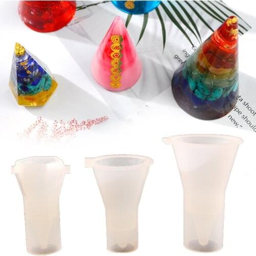 New Arrivals 3Pcs Resin Epoxy Mold Cone Shape Ring Holder Mold Pendant Decoration Silicone Mold For DIY Make Keychains