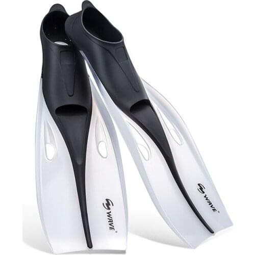 Newly Diving Fins Full Foot Pocket Swimming Flippers Open Toe Snorkeling Swim Fins No Straps 4 Sizes 52.6-61.6cm Long