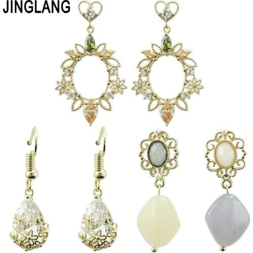 JINGLANG New temperament lady style earrings female Korean version of popular net red personality temperament Korean earrings
