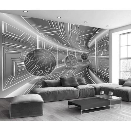 Modern simplicity custom 3D wallpaper Black and white geometric tunnel for living room bedroom photo wallpaper 3d stereoscopic